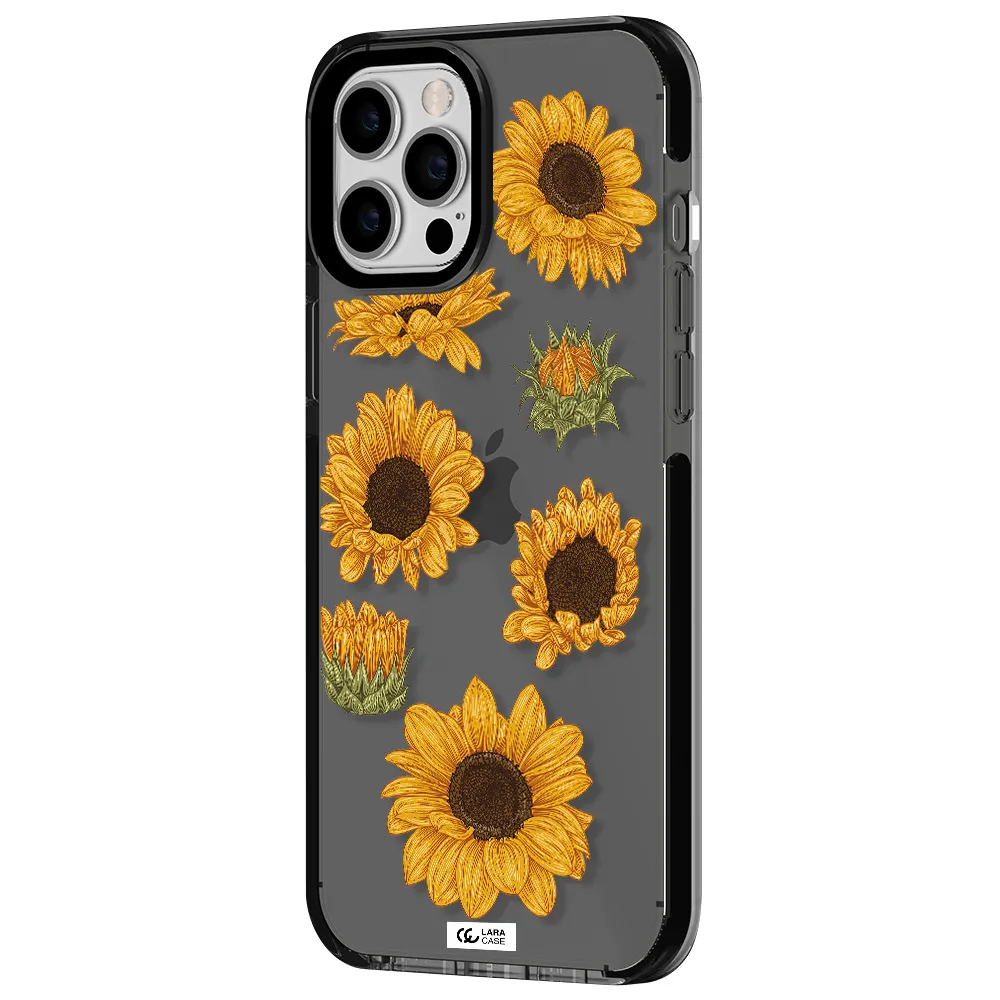 Sunflower Apple iPhone 12 pro max impact Smoke Black Case