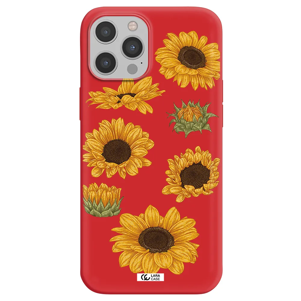 Sunflower Apple iPhone 12 pro max Silicone Imperial Red Case
