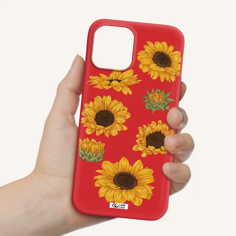 Sunflower Apple iPhone 12 pro max Silicone Imperial Red Case