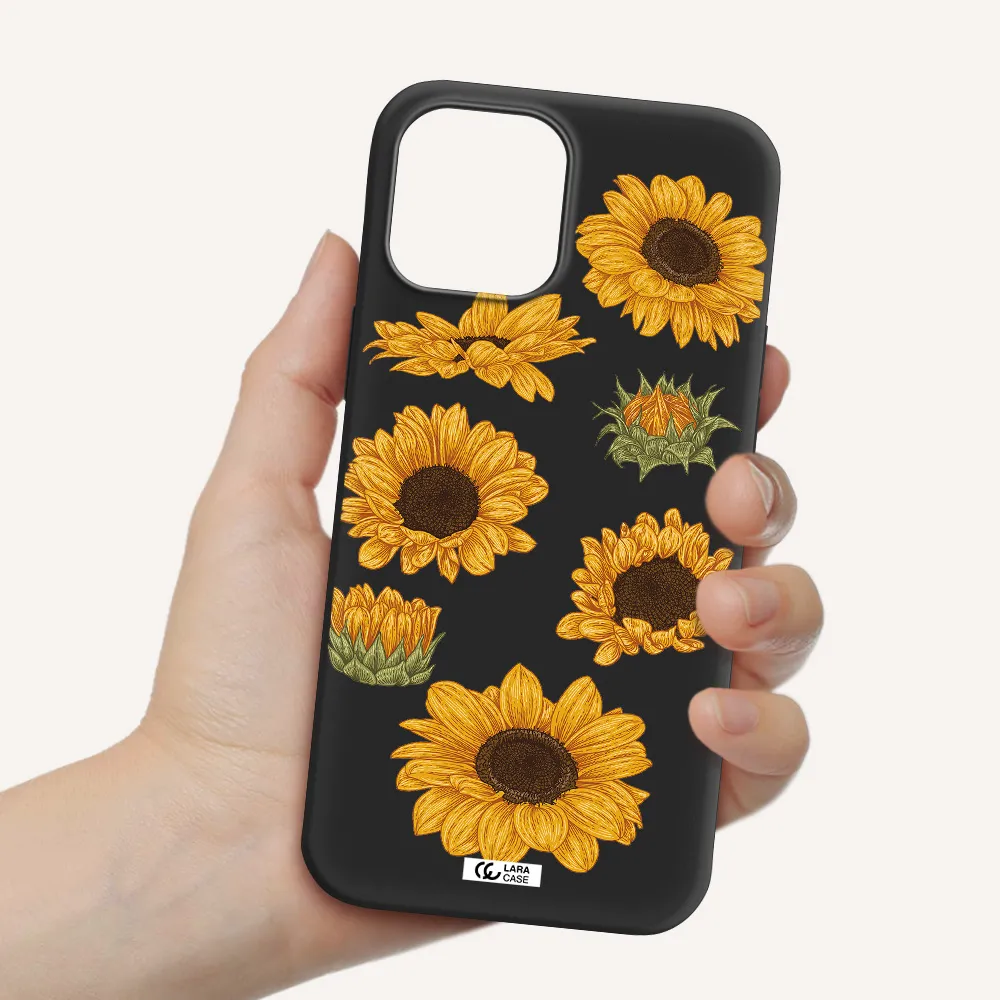 Sunflower Apple iPhone 12 pro Silicone black Case