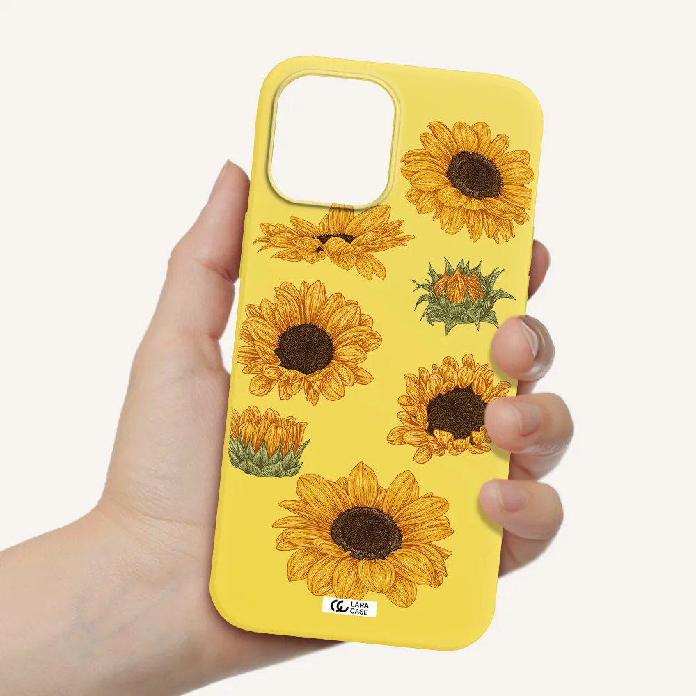 Sunflower Apple iPhone 12 pro Silicone canary yellow Case