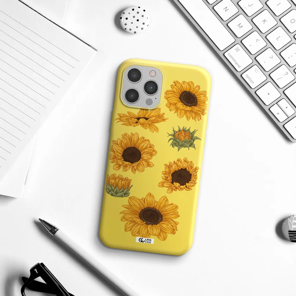 Sunflower Apple iPhone 12 pro Silicone canary yellow Case