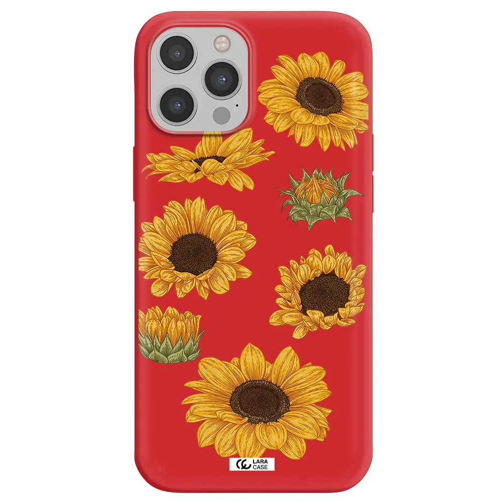 Sunflower Apple iPhone 12 pro Silicone Imperial Red Case
