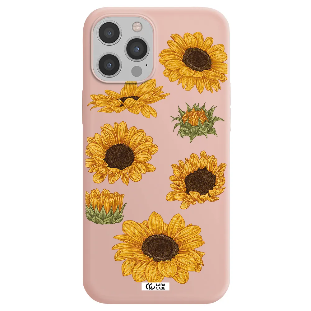 Sunflower Apple iPhone 12 pro Silicone pastel pink Case