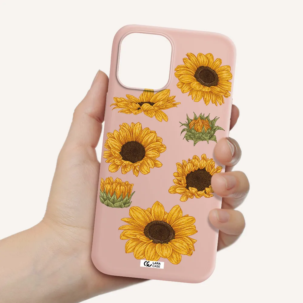 Sunflower Apple iPhone 12 pro Silicone pastel pink Case