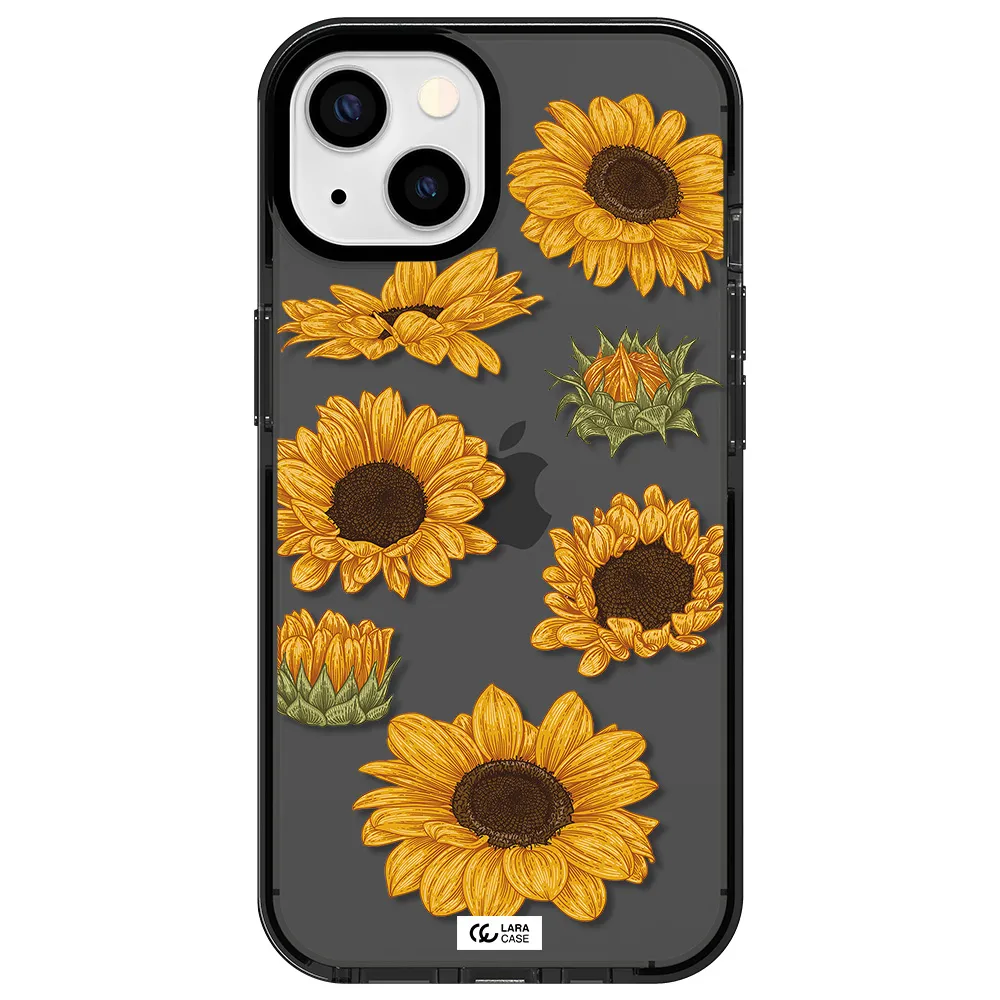 Sunflower Apple iPhone 13 impact Smoke Black Case