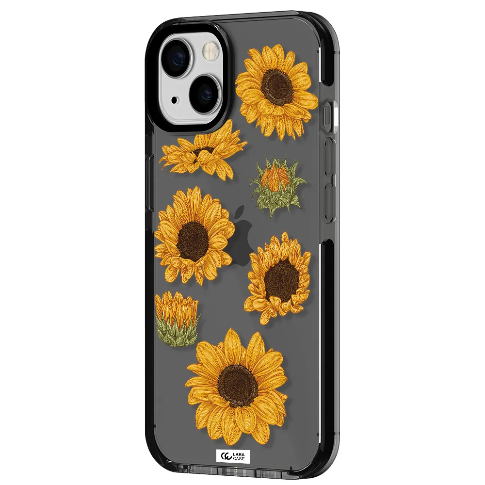 Sunflower Apple iPhone 13 impact Smoke Black Case