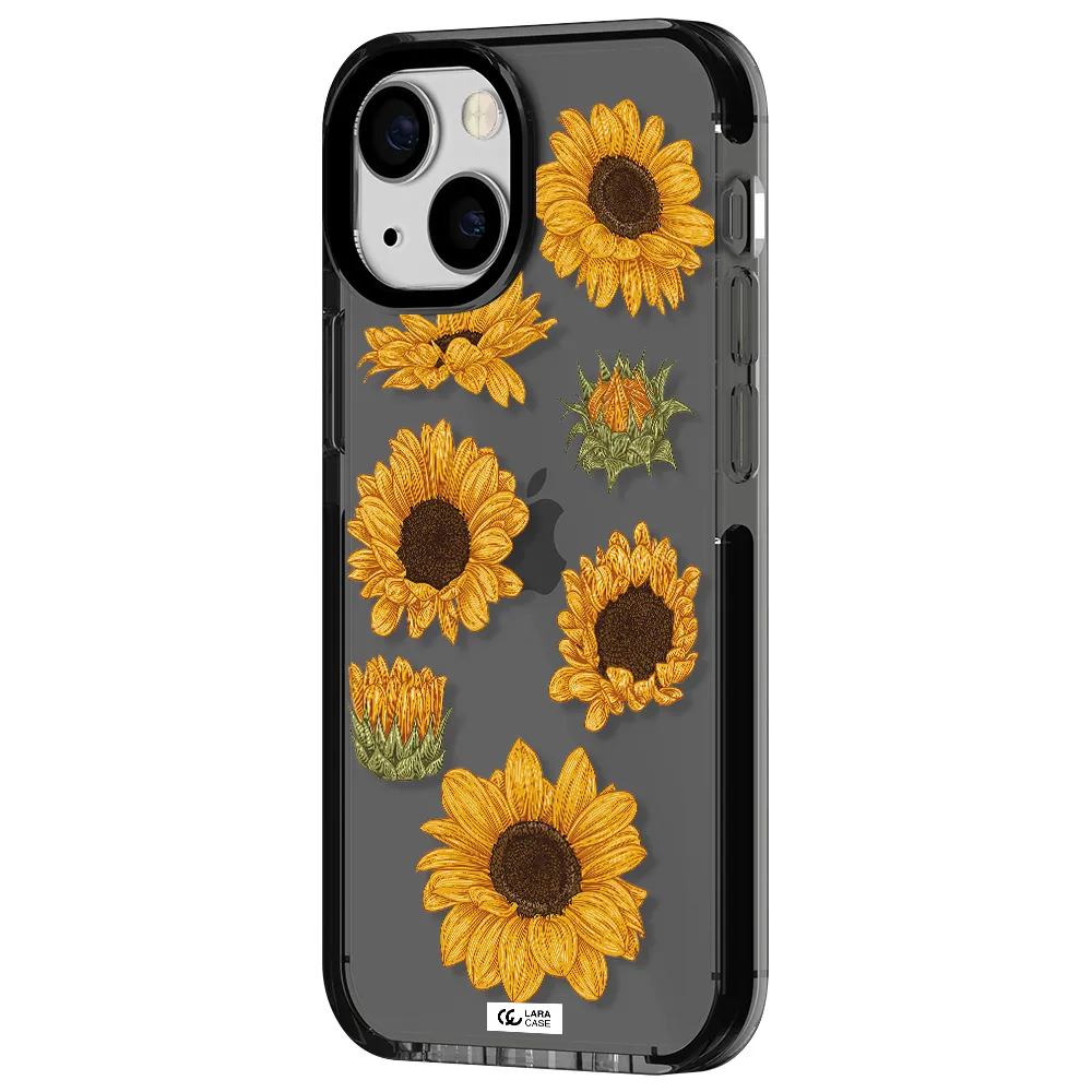 Sunflower Apple iPhone 13 mini impact Smoke Black Case