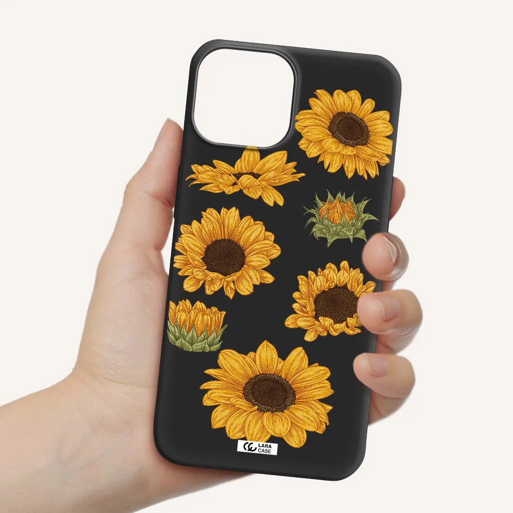 Sunflower Apple iPhone 13 mini Silicone black Case