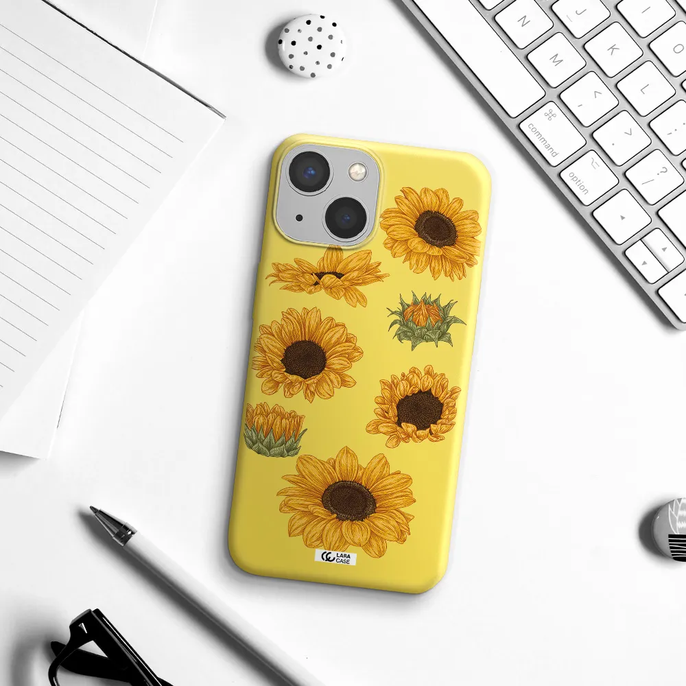 Sunflower Apple iPhone 13 mini Silicone canary yellow Case
