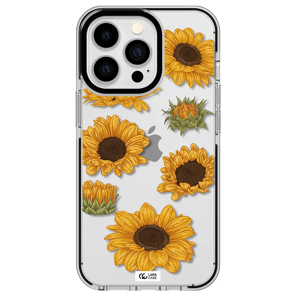 Sunflower Apple iPhone 13 Pro impact black border Case