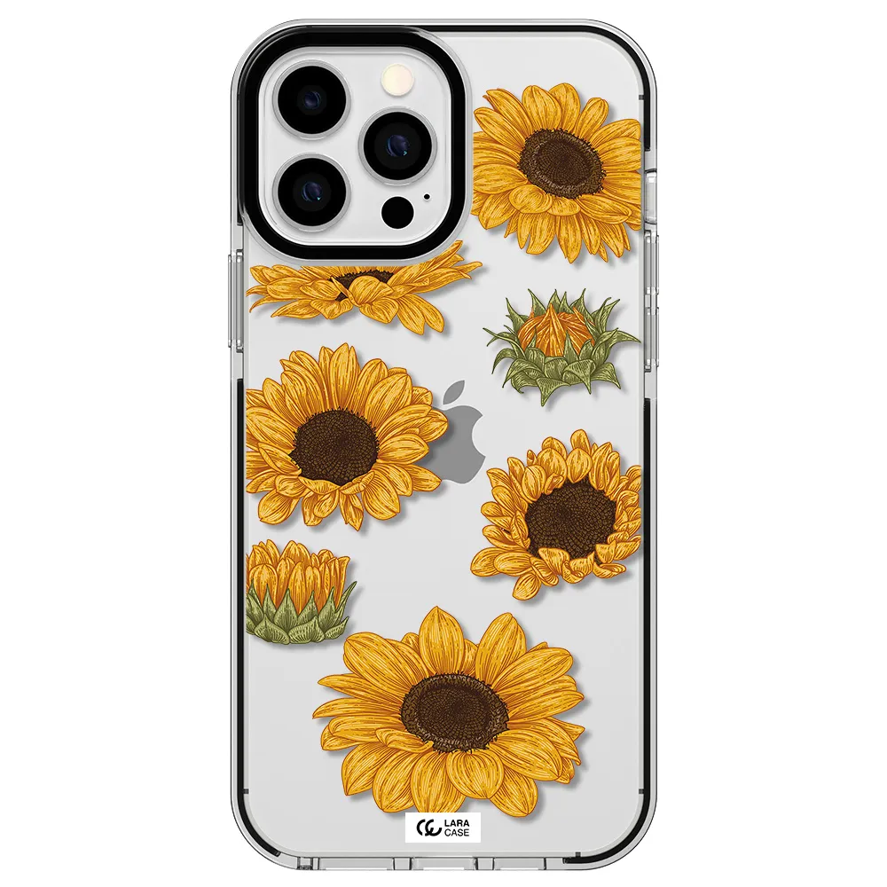 Sunflower Apple iPhone 13 Pro Max impact black border Case