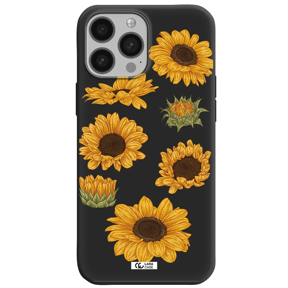 Sunflower Apple iPhone 13 Pro Max Silicone black Case