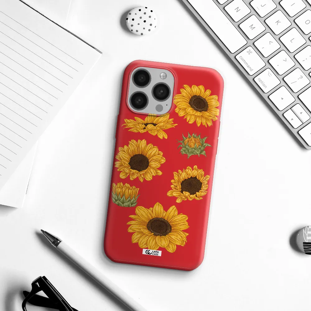 Sunflower Apple iPhone 13 Pro Max Silicone Imperial Red Case