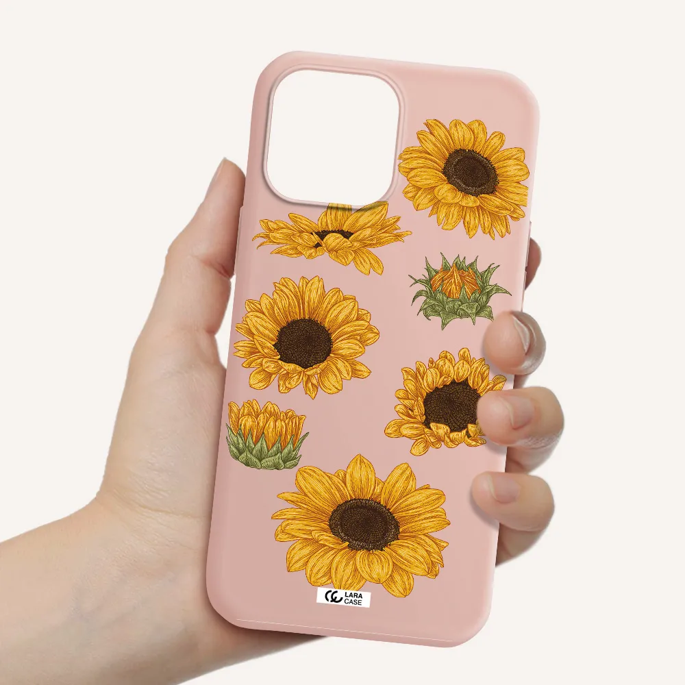 Sunflower Apple iPhone 13 Pro Silicone pastel pink Case