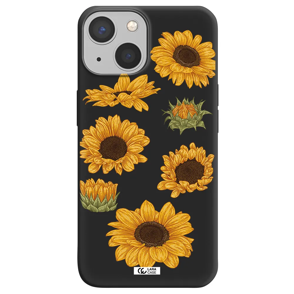 Sunflower Apple iPhone 13 Silicone black Case