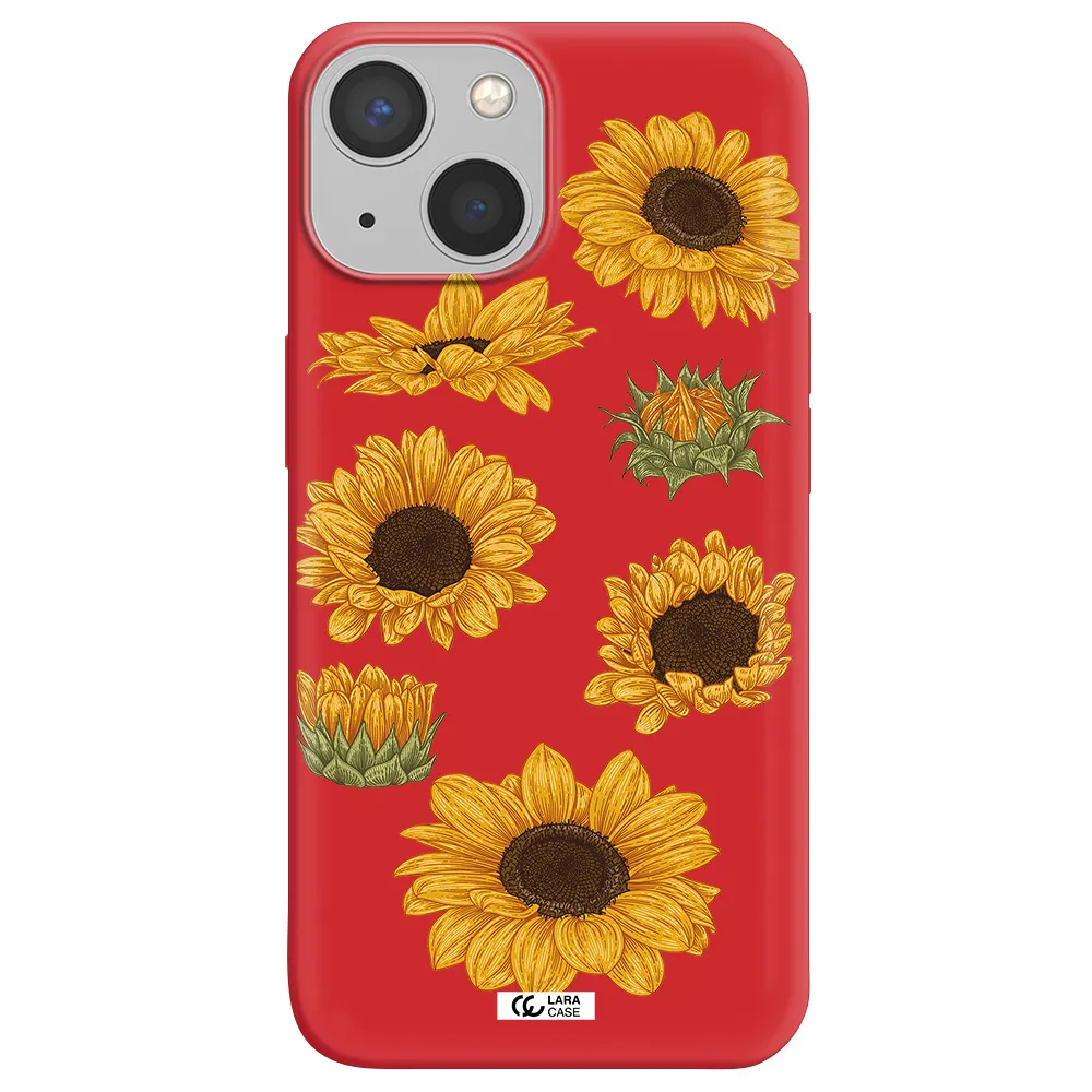 Sunflower Apple iPhone 13 Silicone Imperial Red Case