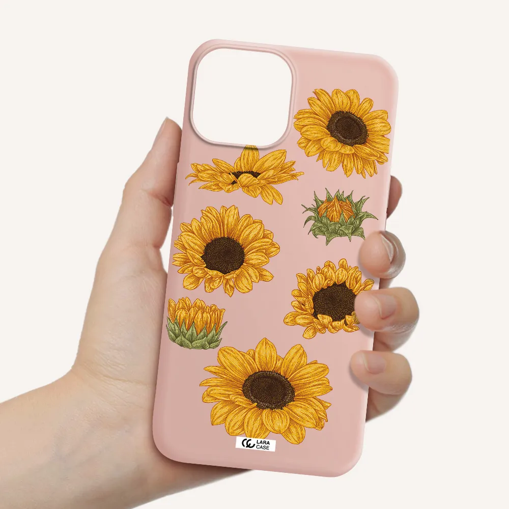 Sunflower Apple iPhone 13 Silicone pastel pink Case