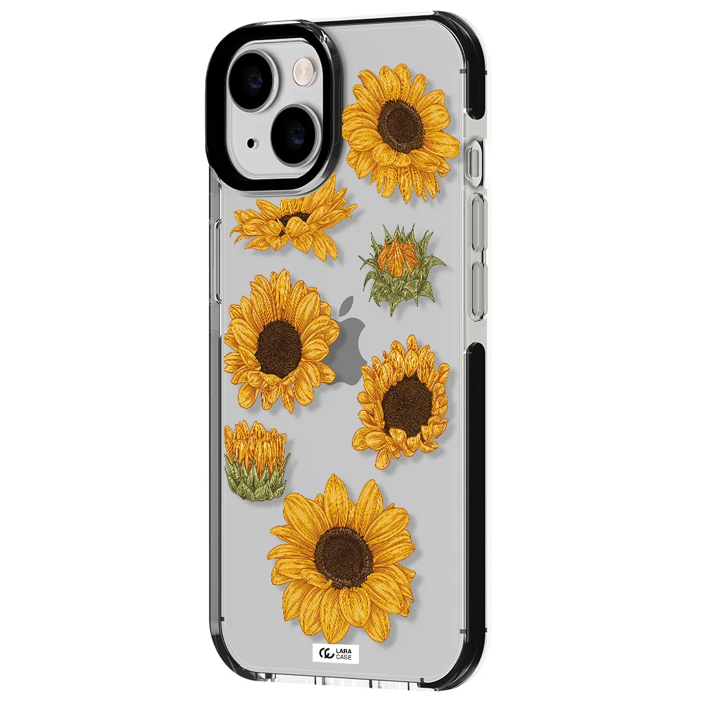 Sunflower Apple iPhone 14 impact black border Case