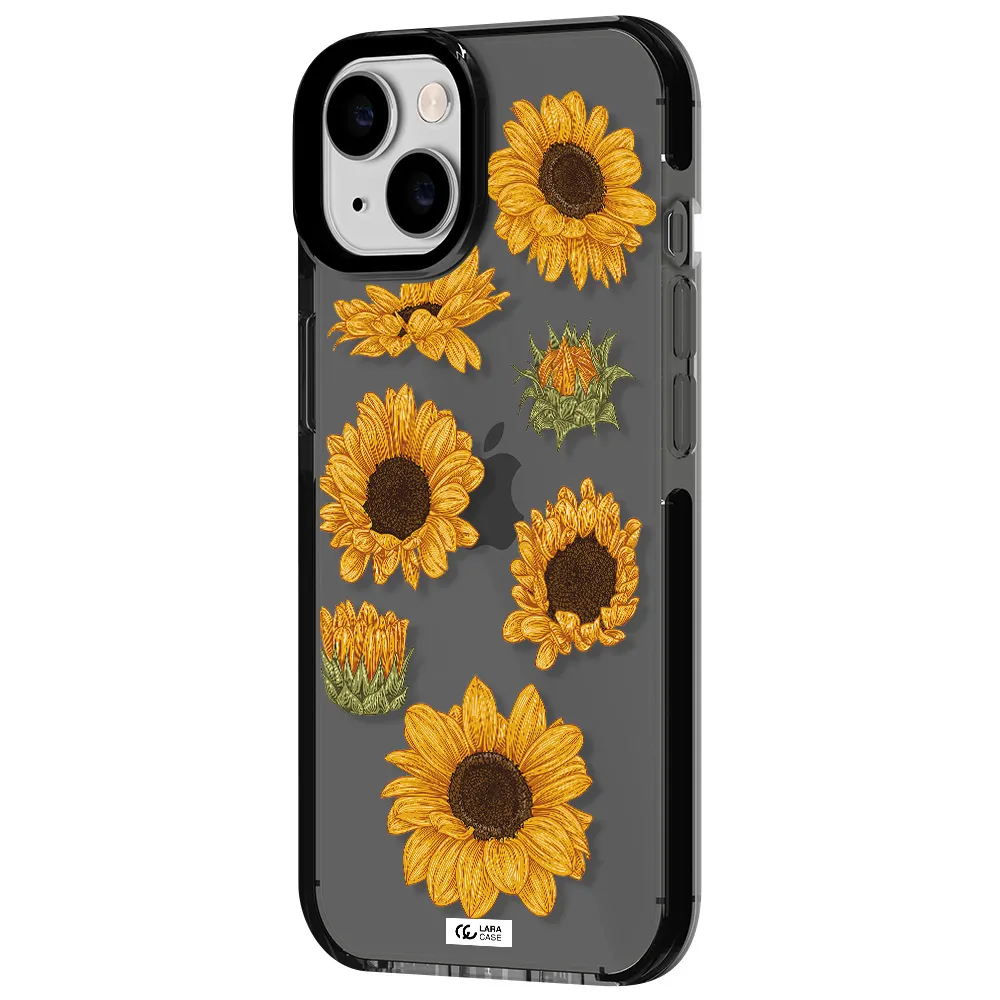 Sunflower Apple iPhone 14 impact Smoke Black Case