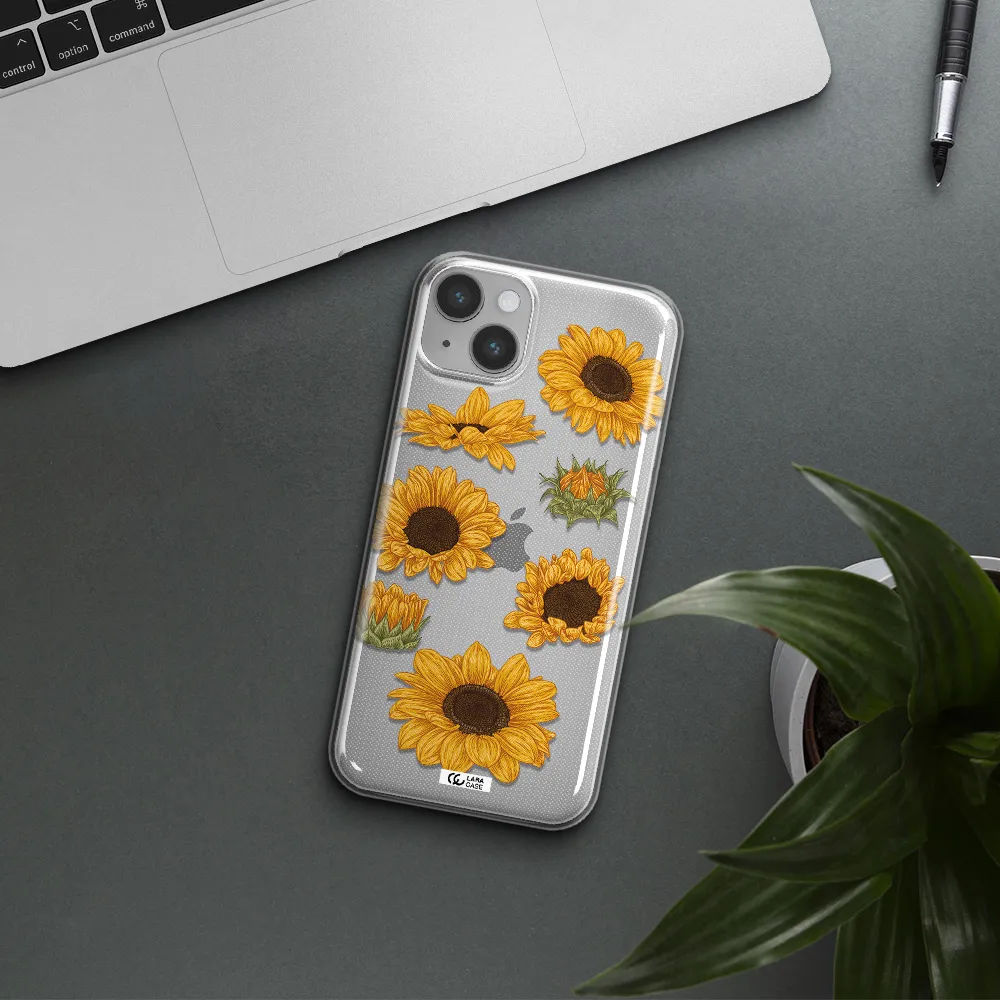 Sunflower Apple iPhone 14 plus Clear TPU Case