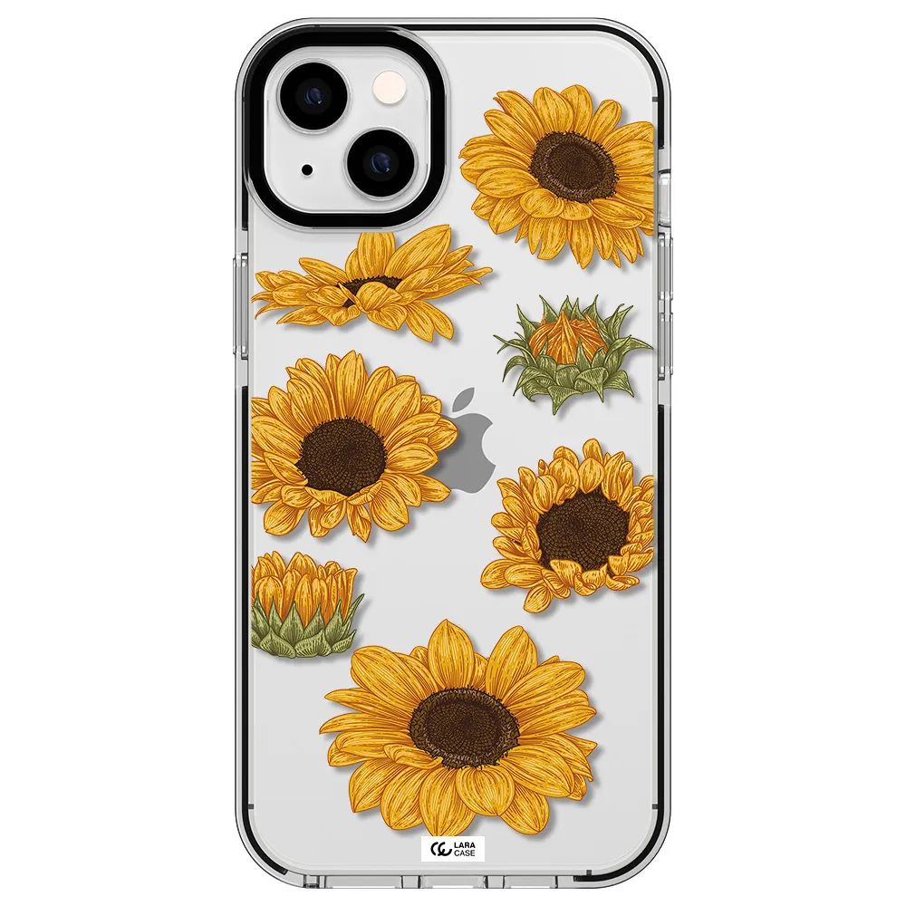 Sunflower Apple iPhone 14 plus impact black border Case