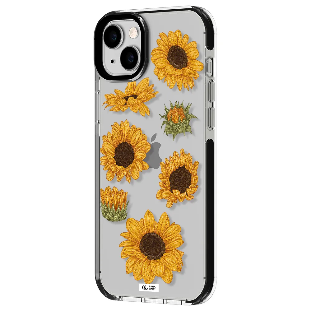 Sunflower Apple iPhone 14 plus impact black border Case