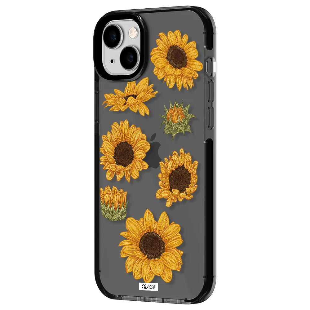 Sunflower Apple iPhone 14 plus impact Smoke Black Case
