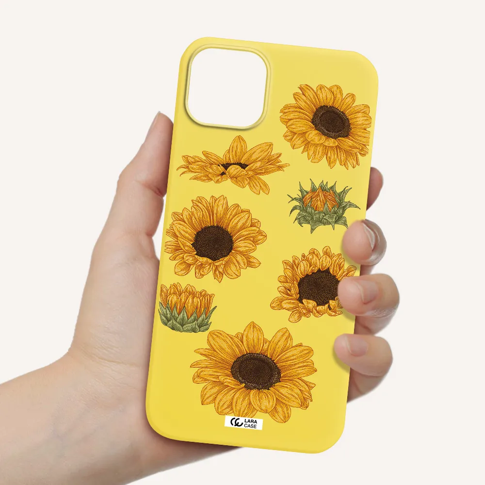 Sunflower Apple iPhone 14 plus Silicone canary yellow Case
