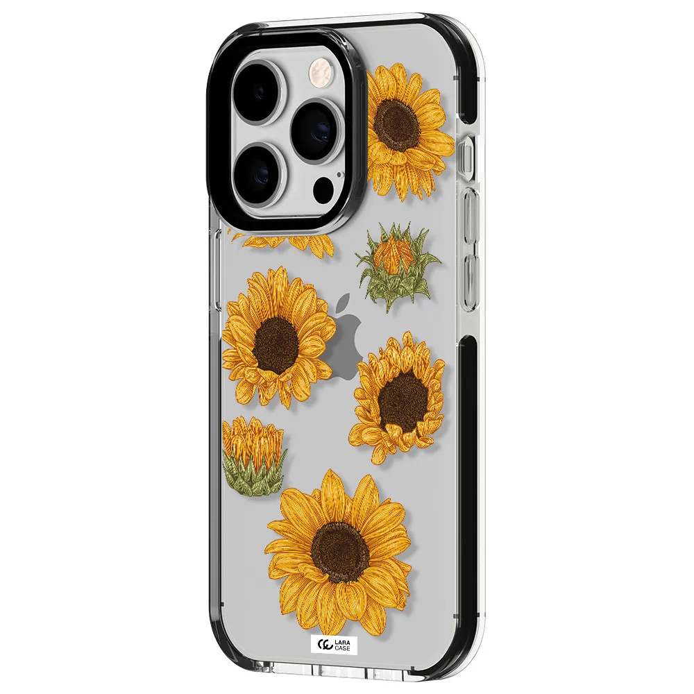 Sunflower Apple iPhone 14 pro impact black border Case
