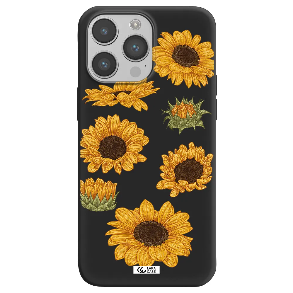 Sunflower Apple iPhone 14 pro max Silicone black Case