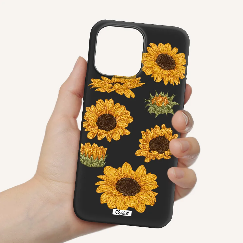 Sunflower Apple iPhone 14 pro max Silicone black Case