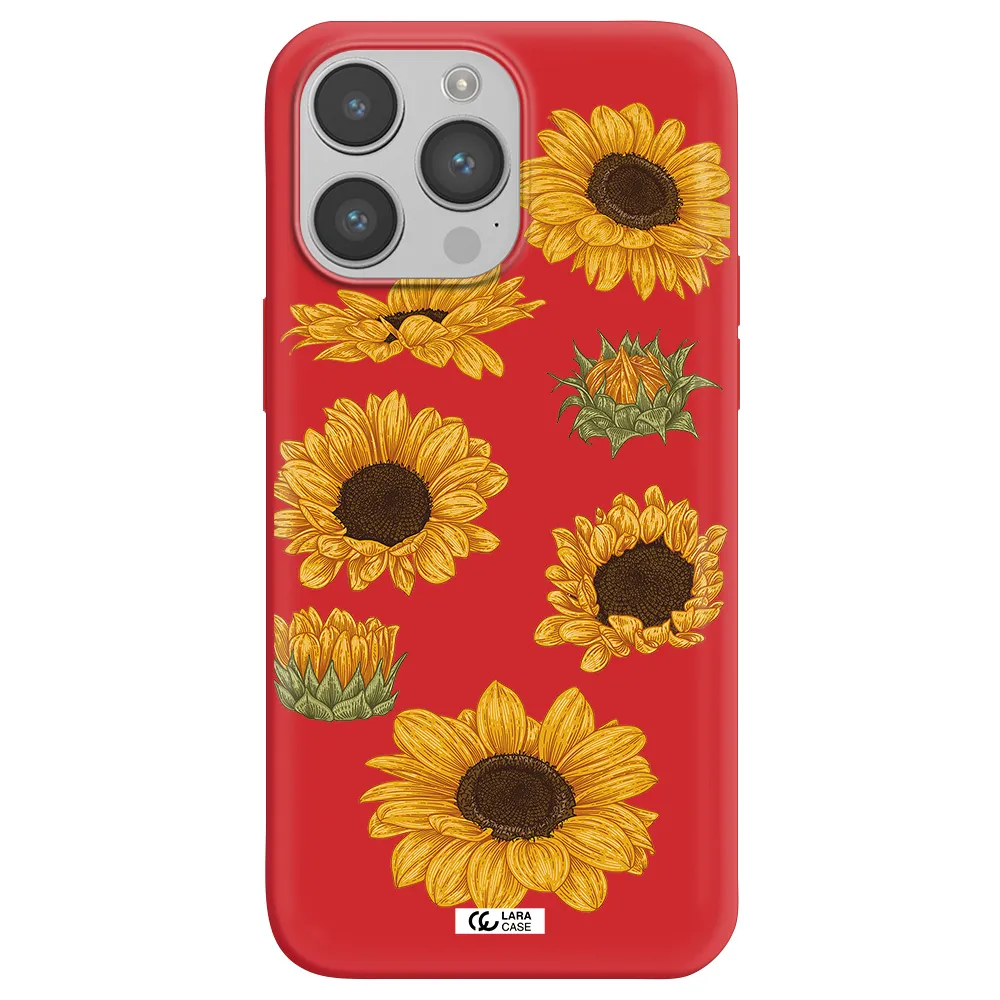 Sunflower Apple iPhone 14 pro max Silicone Imperial Red Case