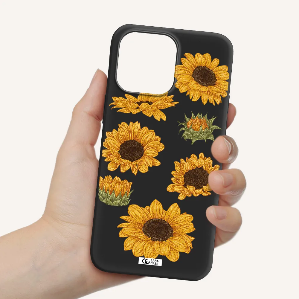 Sunflower Apple iPhone 14 pro Silicone black Case