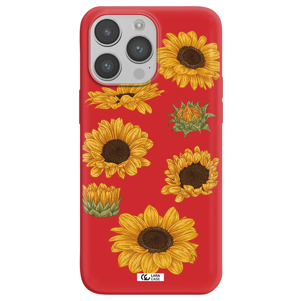 Sunflower Apple iPhone 14 pro Silicone Imperial Red Case