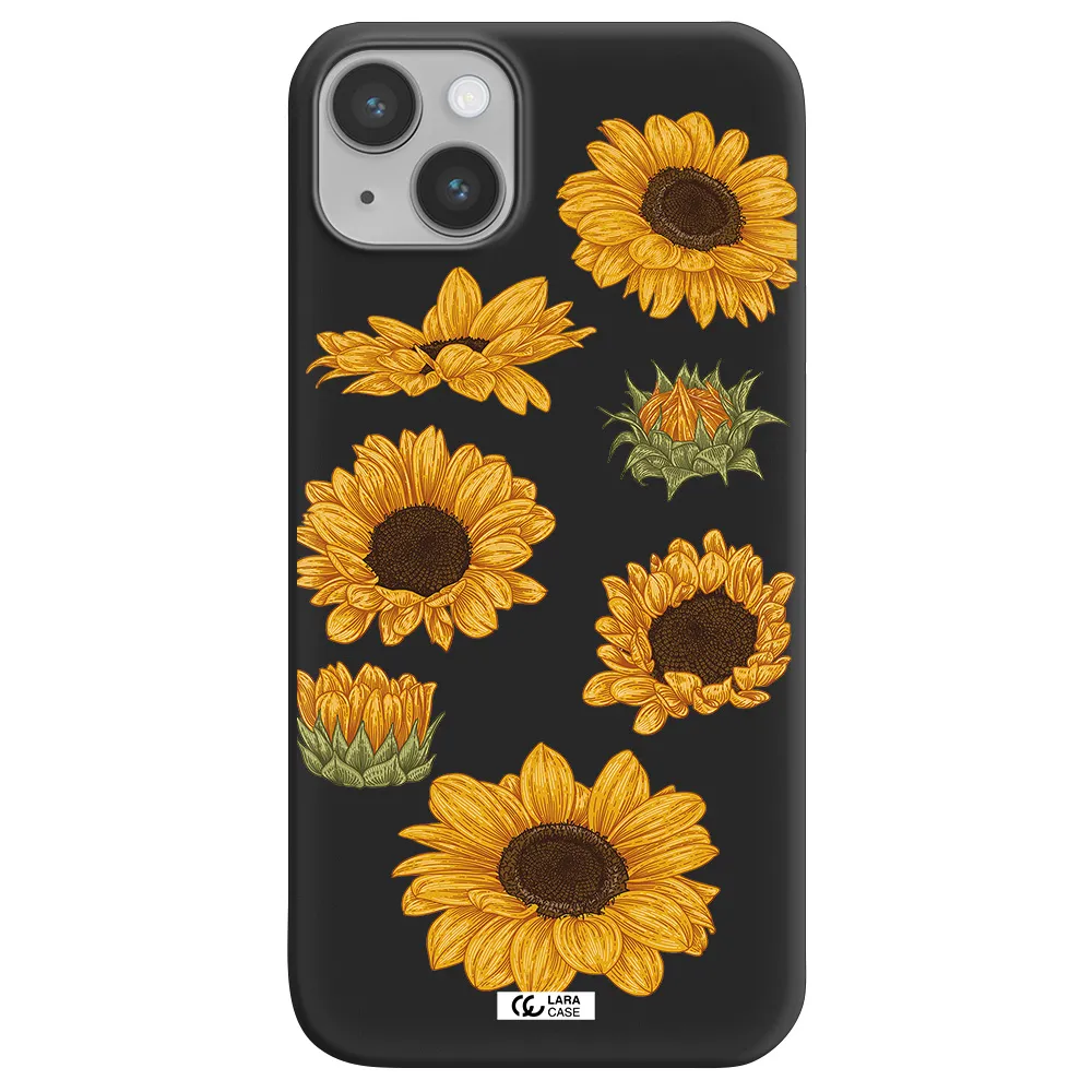 Sunflower Apple iPhone 14 Silicone black Case