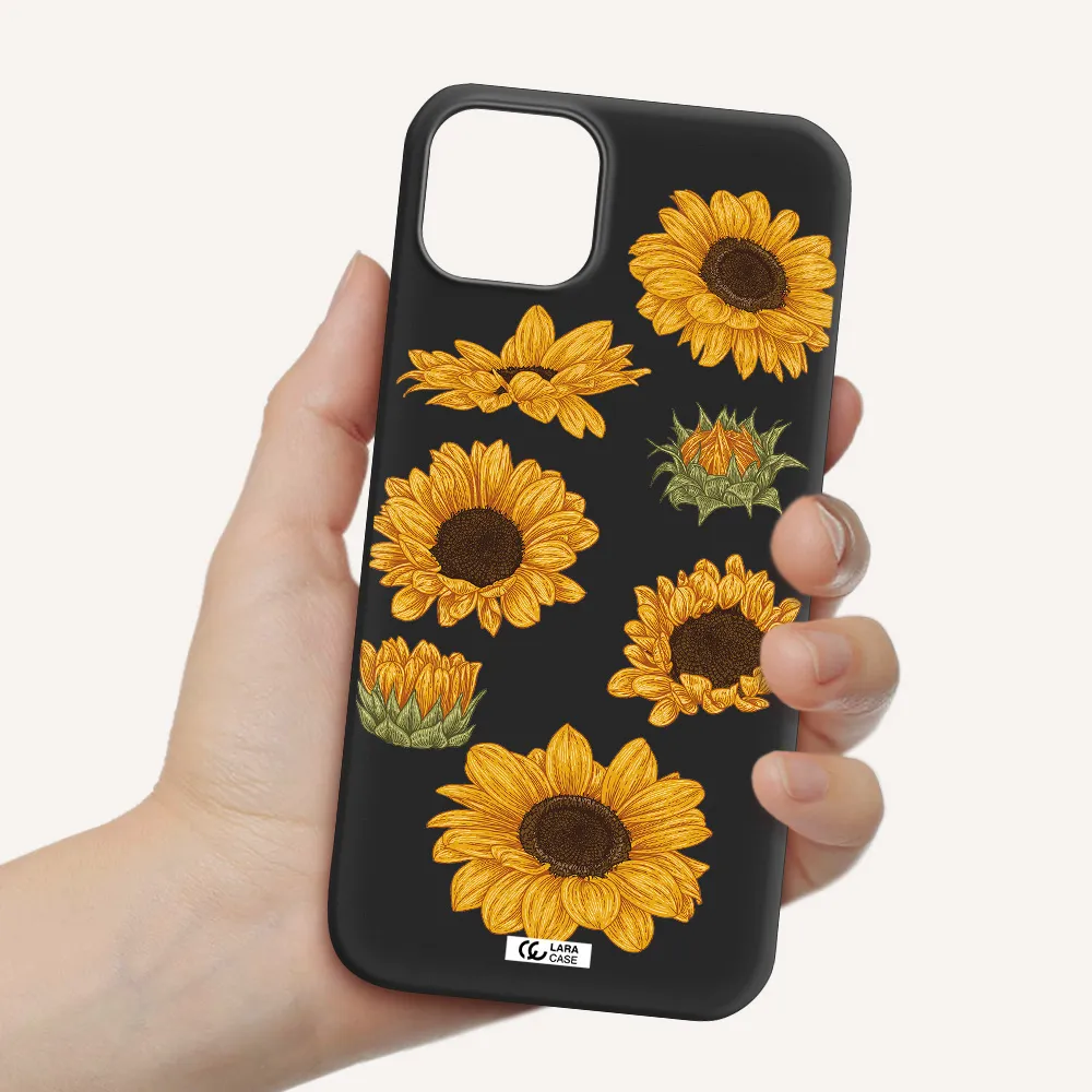 Sunflower Apple iPhone 14 Silicone black Case