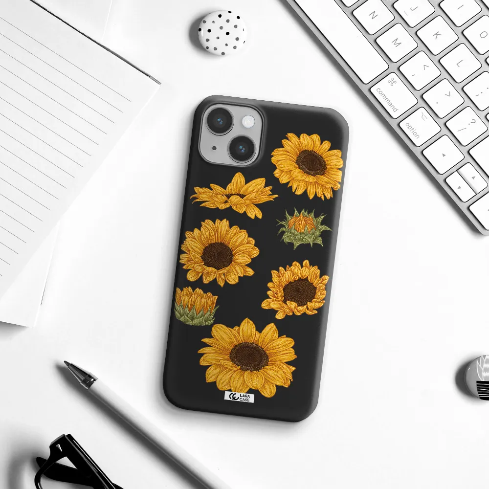 Sunflower Apple iPhone 14 Silicone black Case