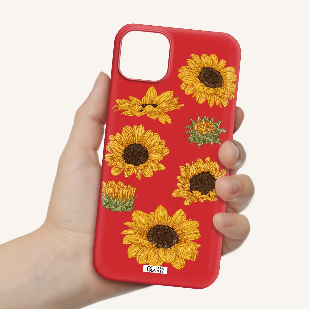 Sunflower Apple iPhone 14 Silicone Imperial Red Case