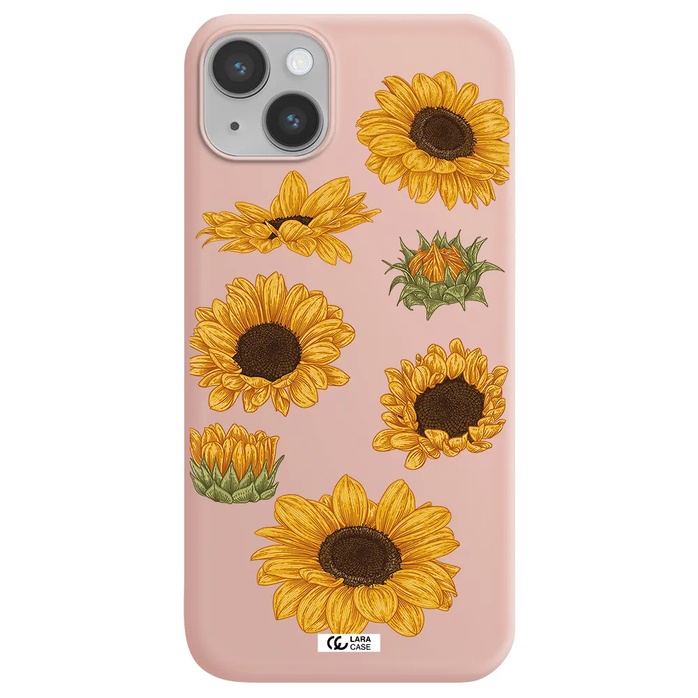 Sunflower Apple iPhone 14 Silicone pastel pink Case