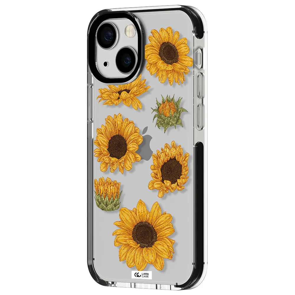 Sunflower Apple iPhone 15 impact black border Case