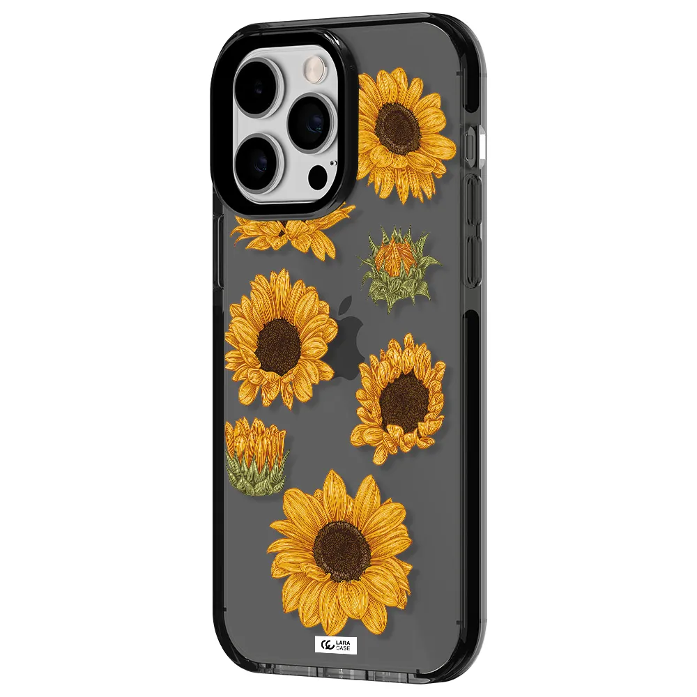 Sunflower Apple iPhone 15 Pro impact Smoke Black Case