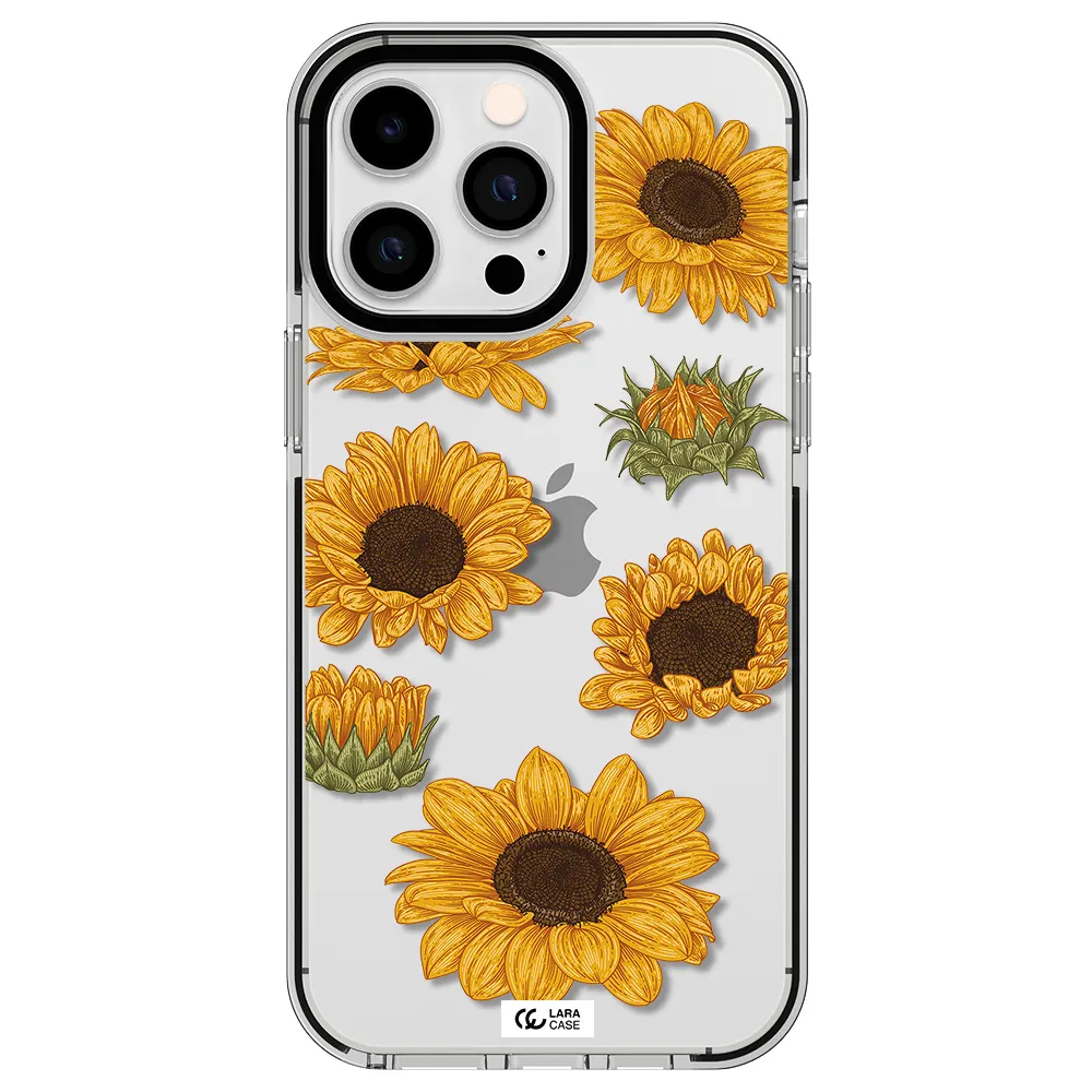Sunflower Apple iPhone 15 Pro Max impact black border Case
