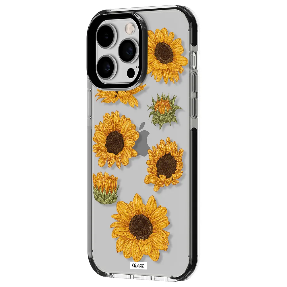 Sunflower Apple iPhone 15 Pro Max impact black border Case