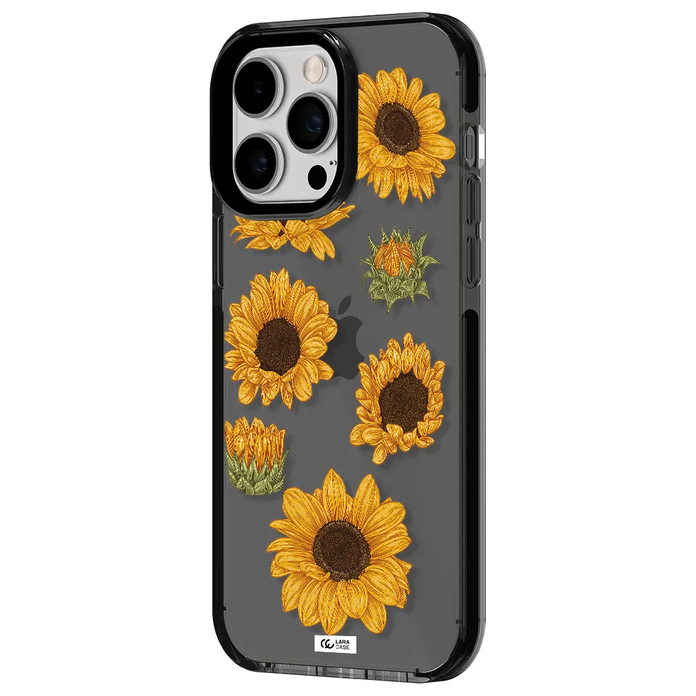 Sunflower Apple iPhone 15 Pro Max impact Smoke Black Case