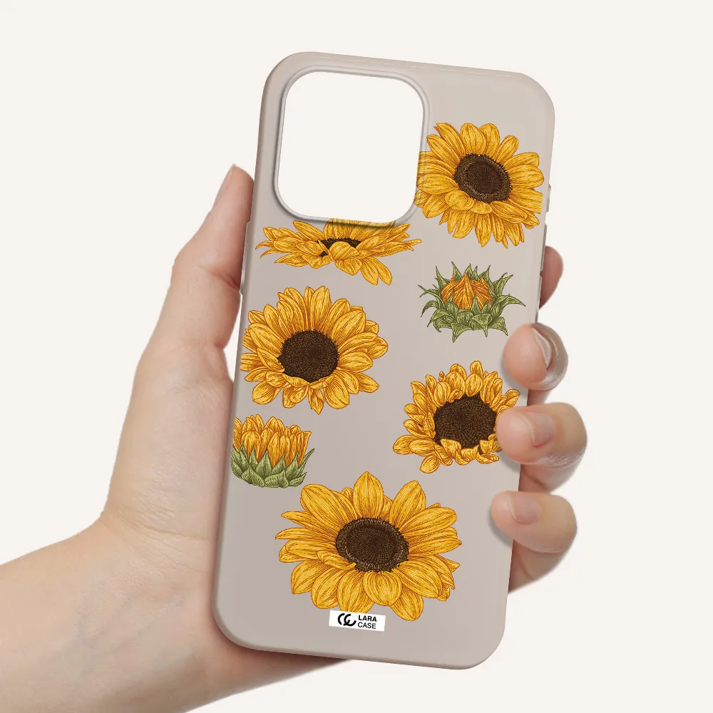 Sunflower Apple Iphone 15 Pro max Silicone Stone Case