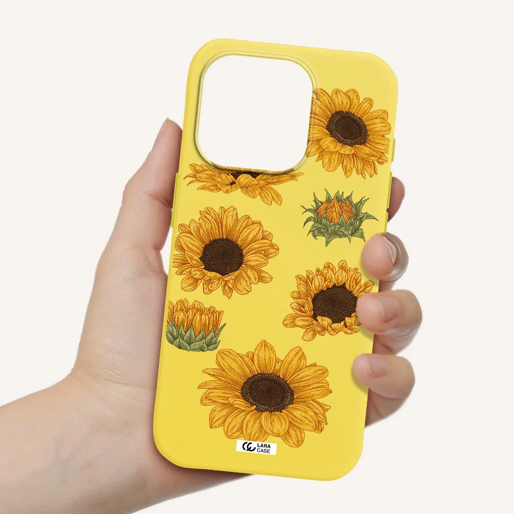 Sunflower Apple Iphone 15 Pro Silicone Canary Yellow Case
