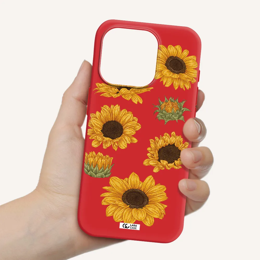 Sunflower Apple Iphone 15 Pro Silicone Imperial Red Case