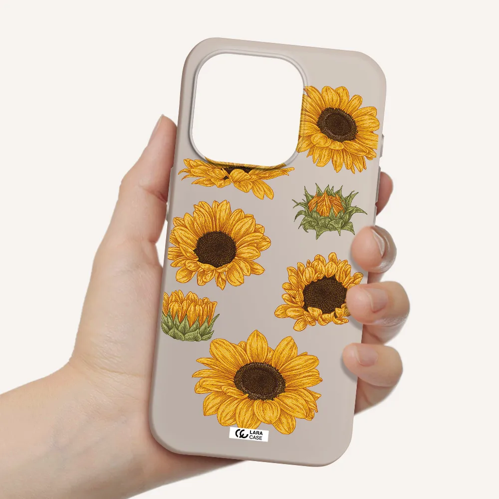 Sunflower Apple Iphone 15 Pro Silicone Stone Case