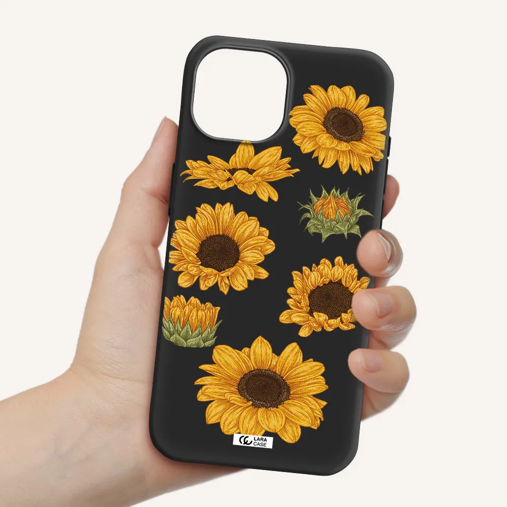 Sunflower Apple iPhone 15 Silicone black Case